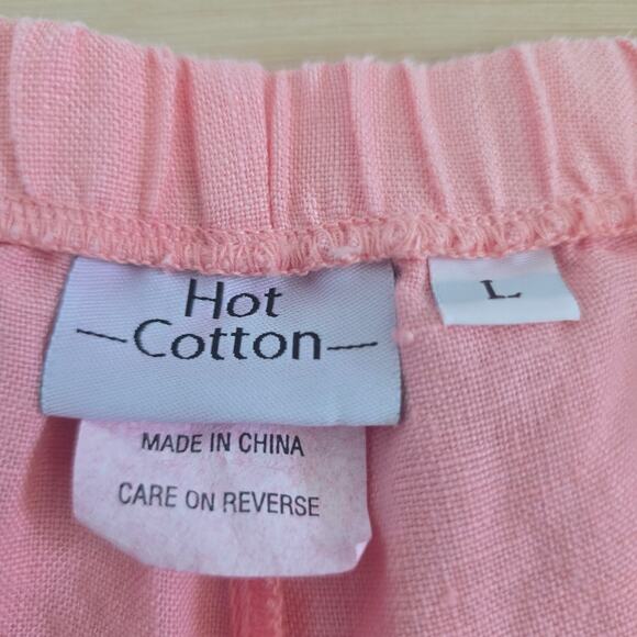 Hot Cotton Pink Ankle Pants 100% linen - Picture 3 of 7